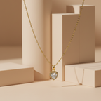 Crystal Heart Pendant Gold Necklace
