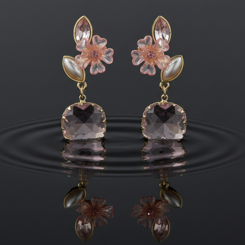 Pink Blossom Elegance Drop Earrings