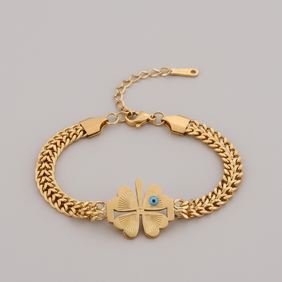Elite Gold Nazar Clover Bracelet