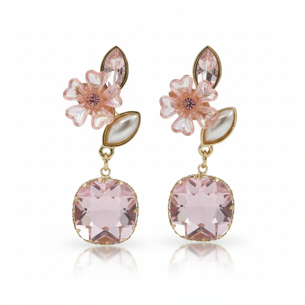 Pink Blossom Elegance Drop Earrings
