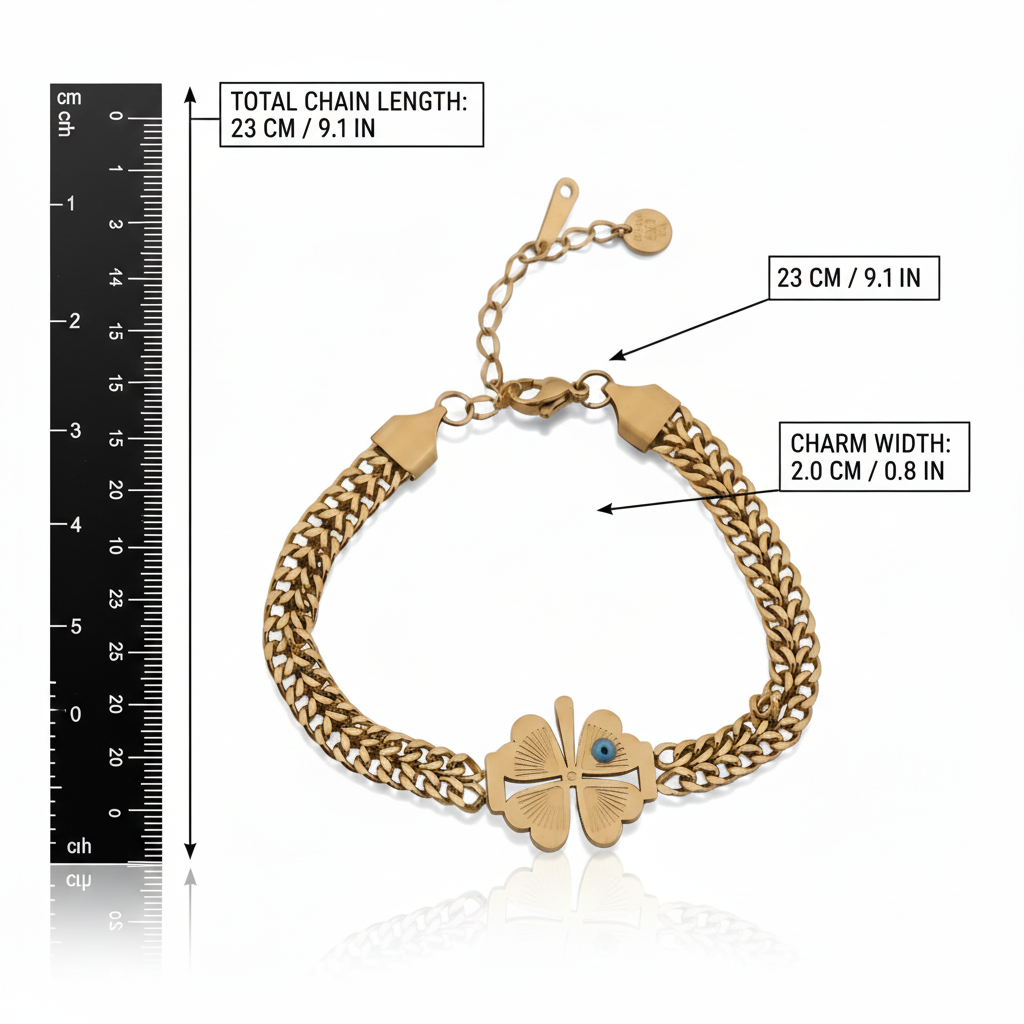 Elite Gold Nazar Clover Bracelet