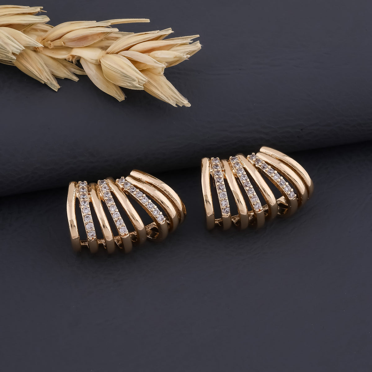 Golden Wave Studs Earrings