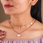 Pearl Heart 2 Layer Chain Necklace