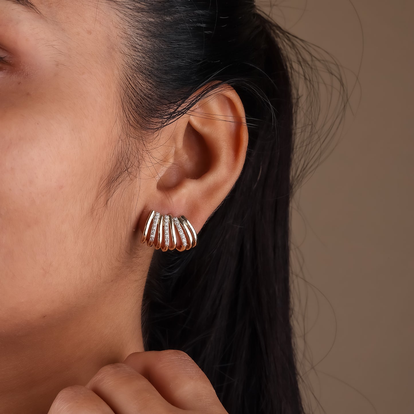 Golden Wave Studs Earrings