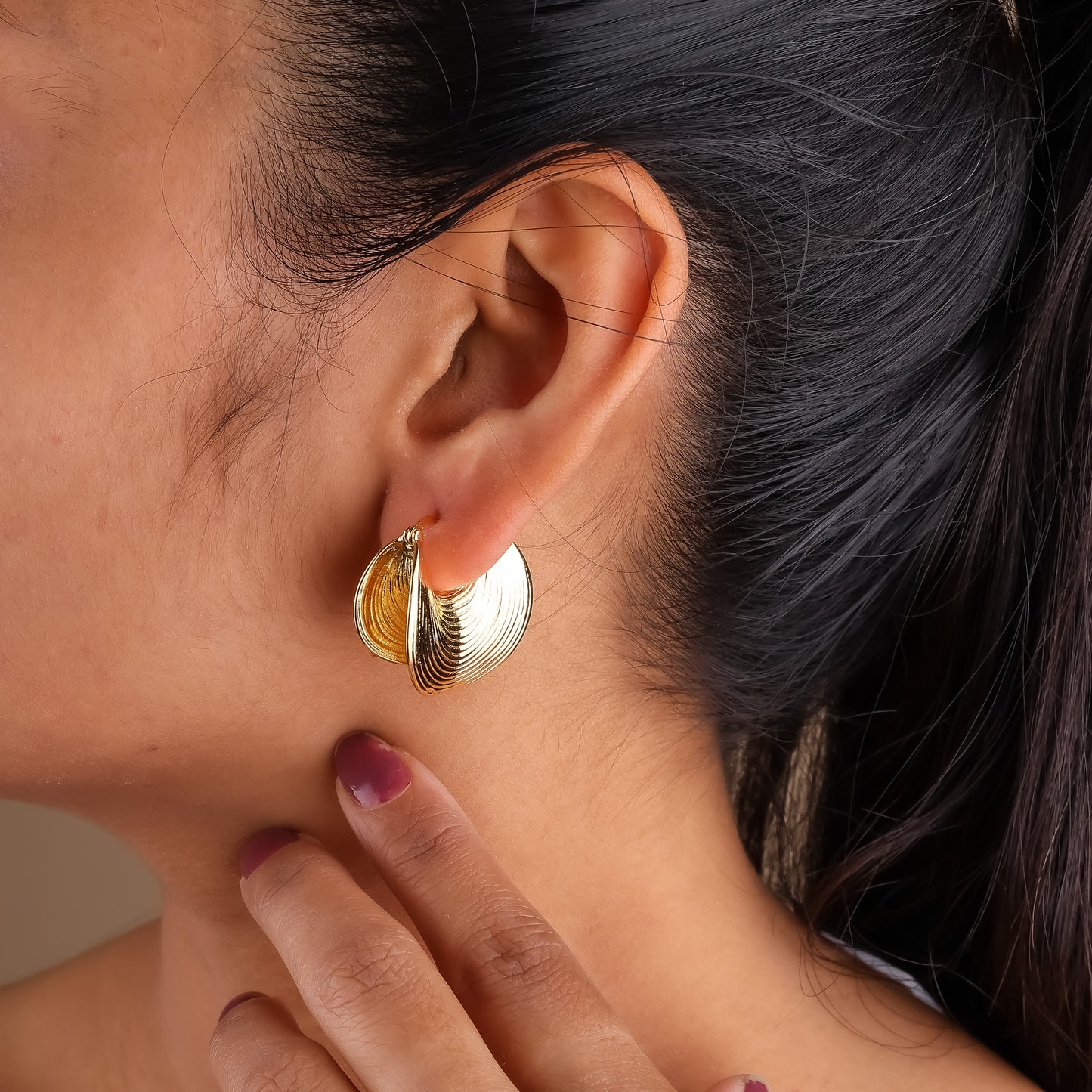 Waves Gold Hoops Earrings