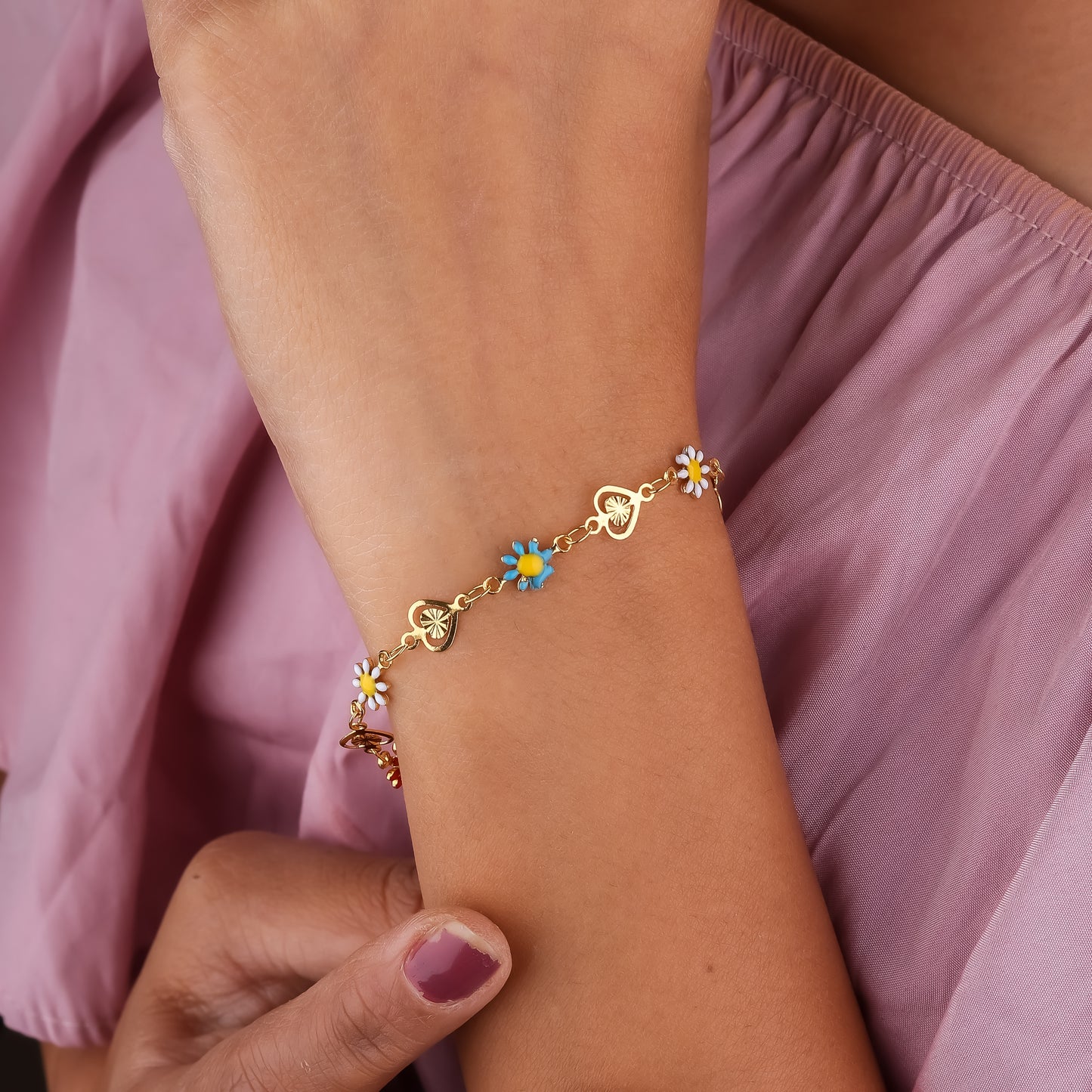 Floral Love Gold Charm Bracelet