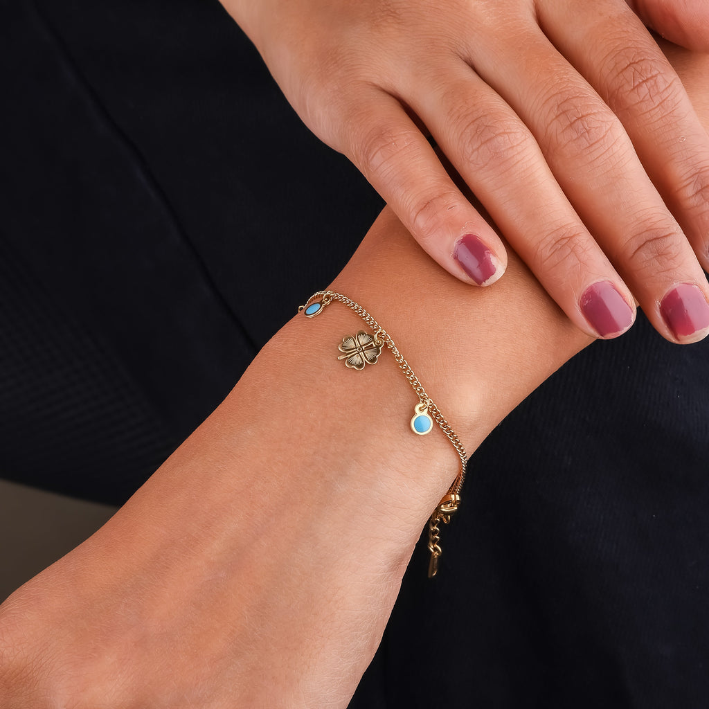 Celestial Clover Nazar Gold Bracelet