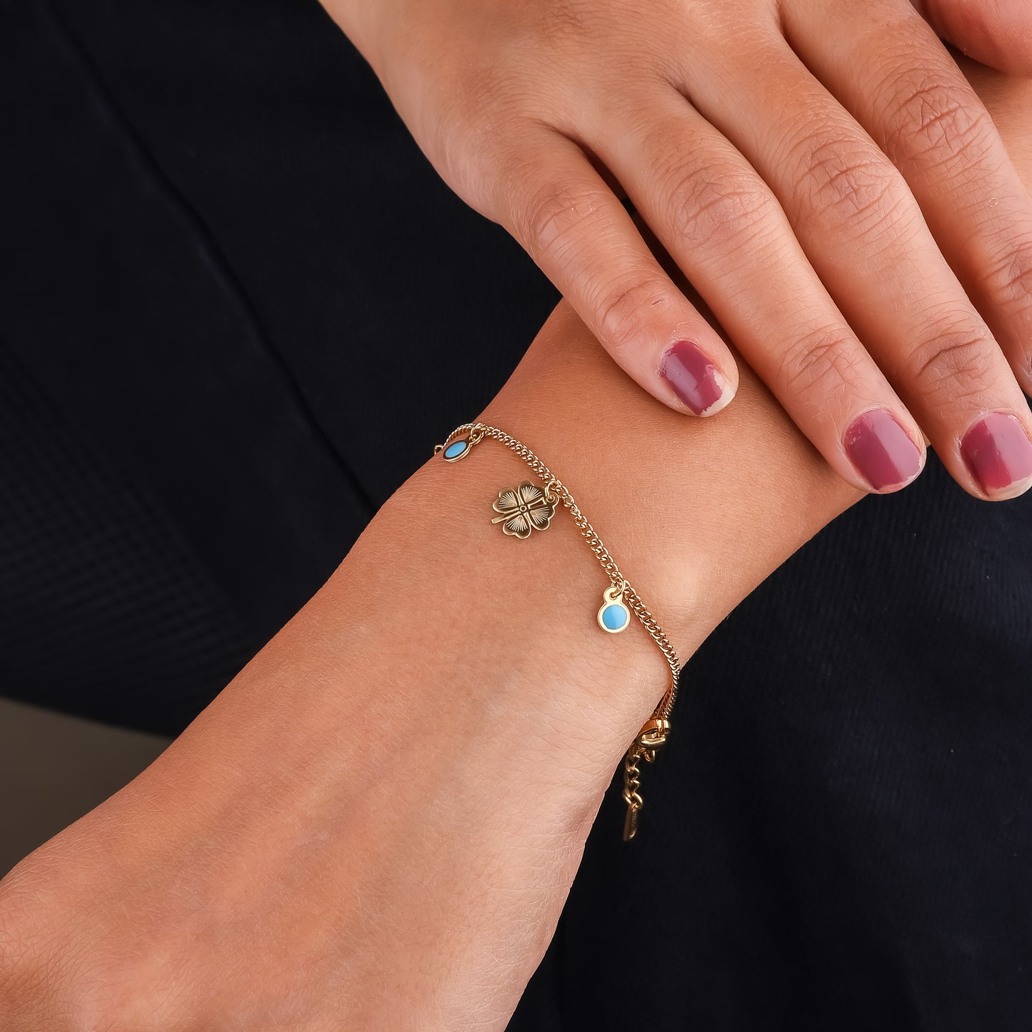 Celestial Clover Nazar Gold Bracelet