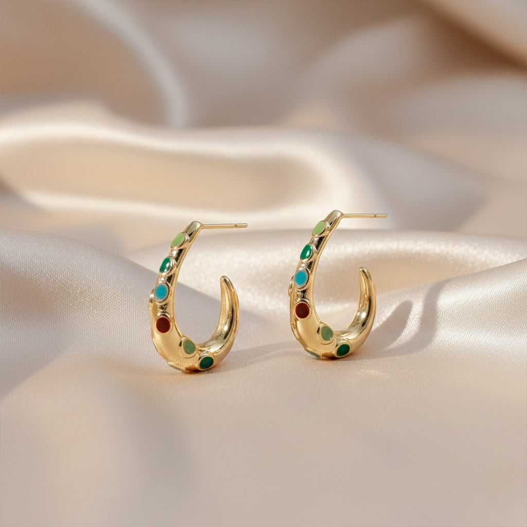LuxeNova Colorstone Hoop Earrings