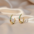 LuxeNova Colorstone Hoop Earrings