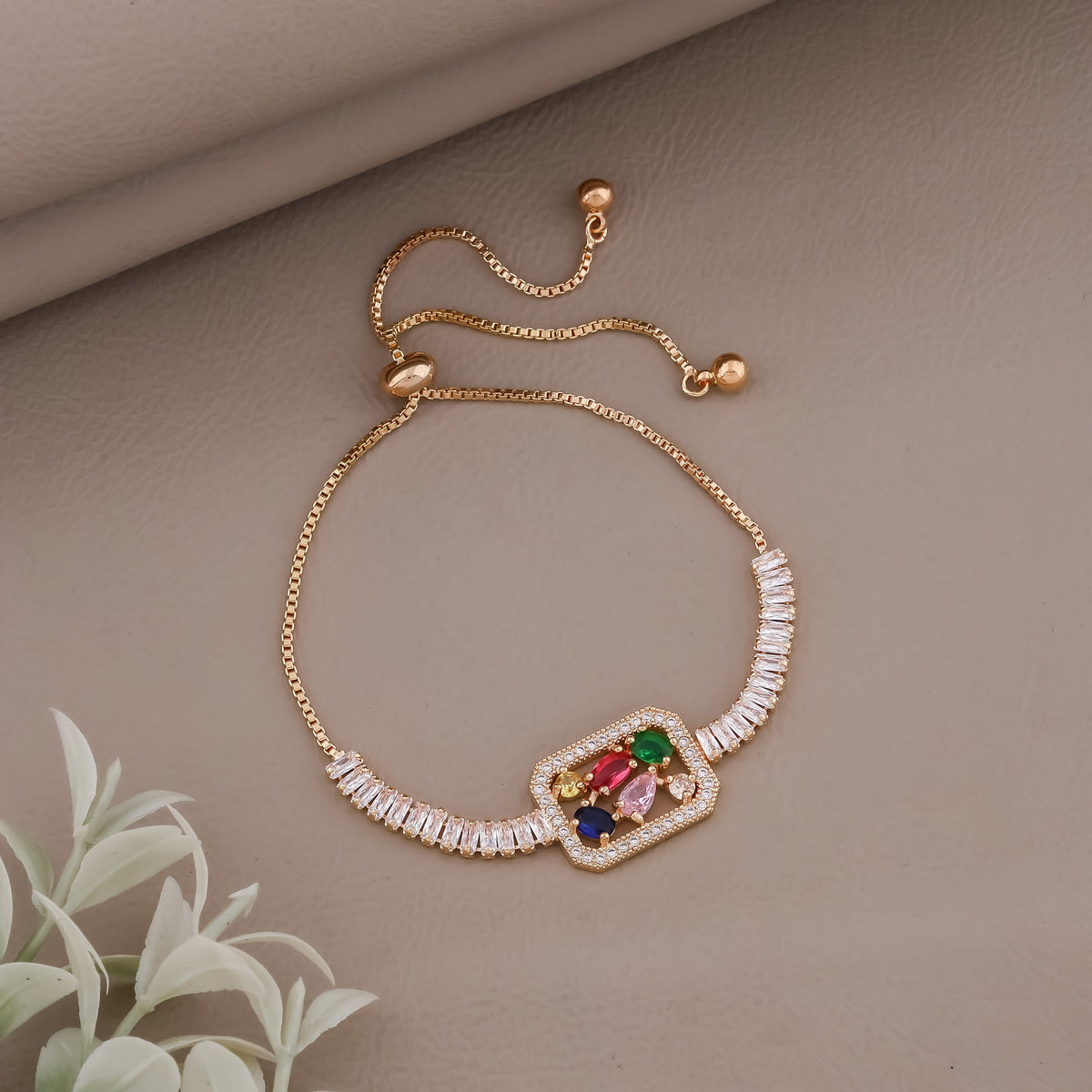 Opulent Multicolor Baguette Stone Bracelet