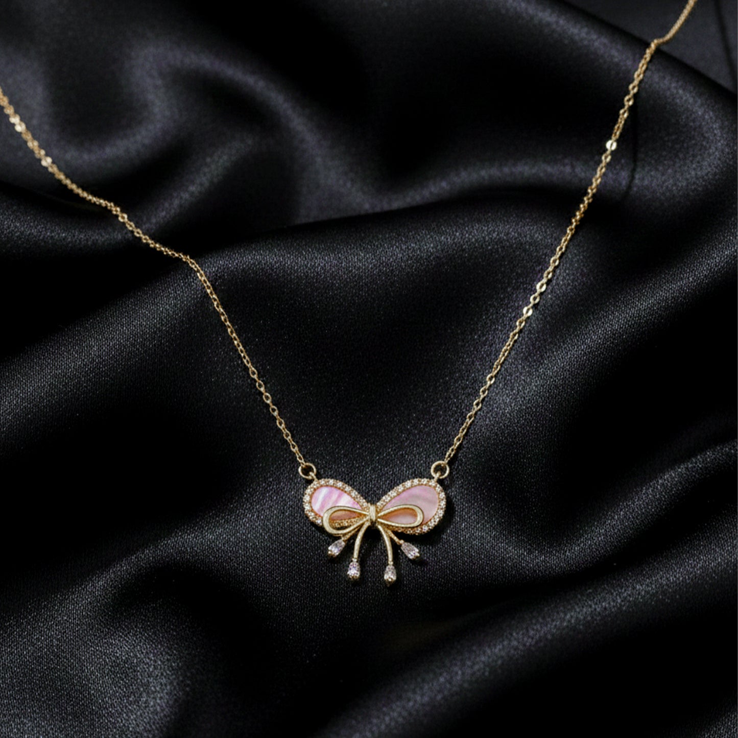 Celestine Luxe Ribbon Pearl Necklace