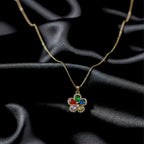 Multicolor Crystal Flower Pendant Necklace