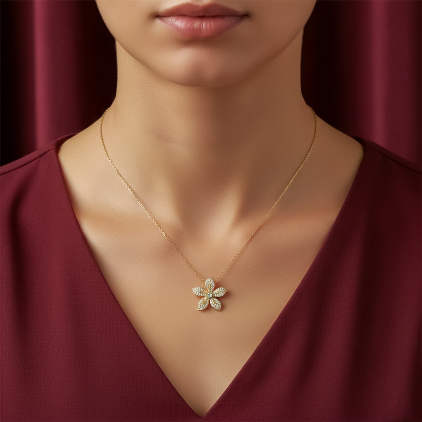 Luxe Floral Sparkle Necklace