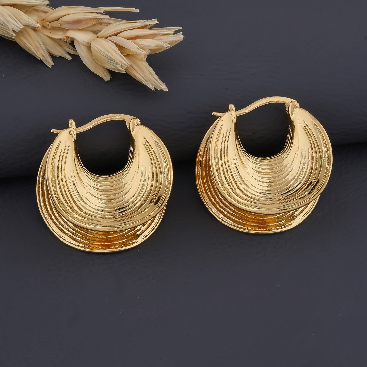 Waves Gold Hoops Earrings