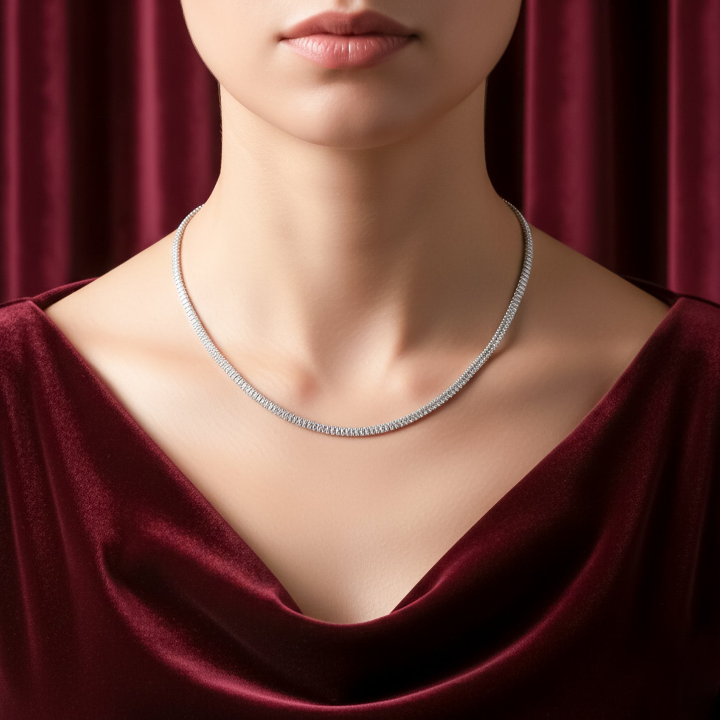 Silver Diamond Tennis Necklace